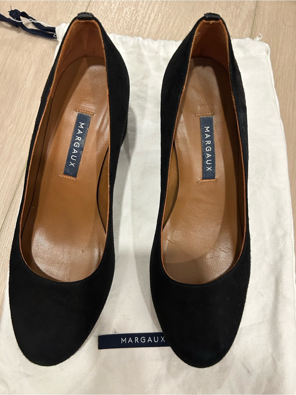 Margaux Black Suede Rounded Toe Heels